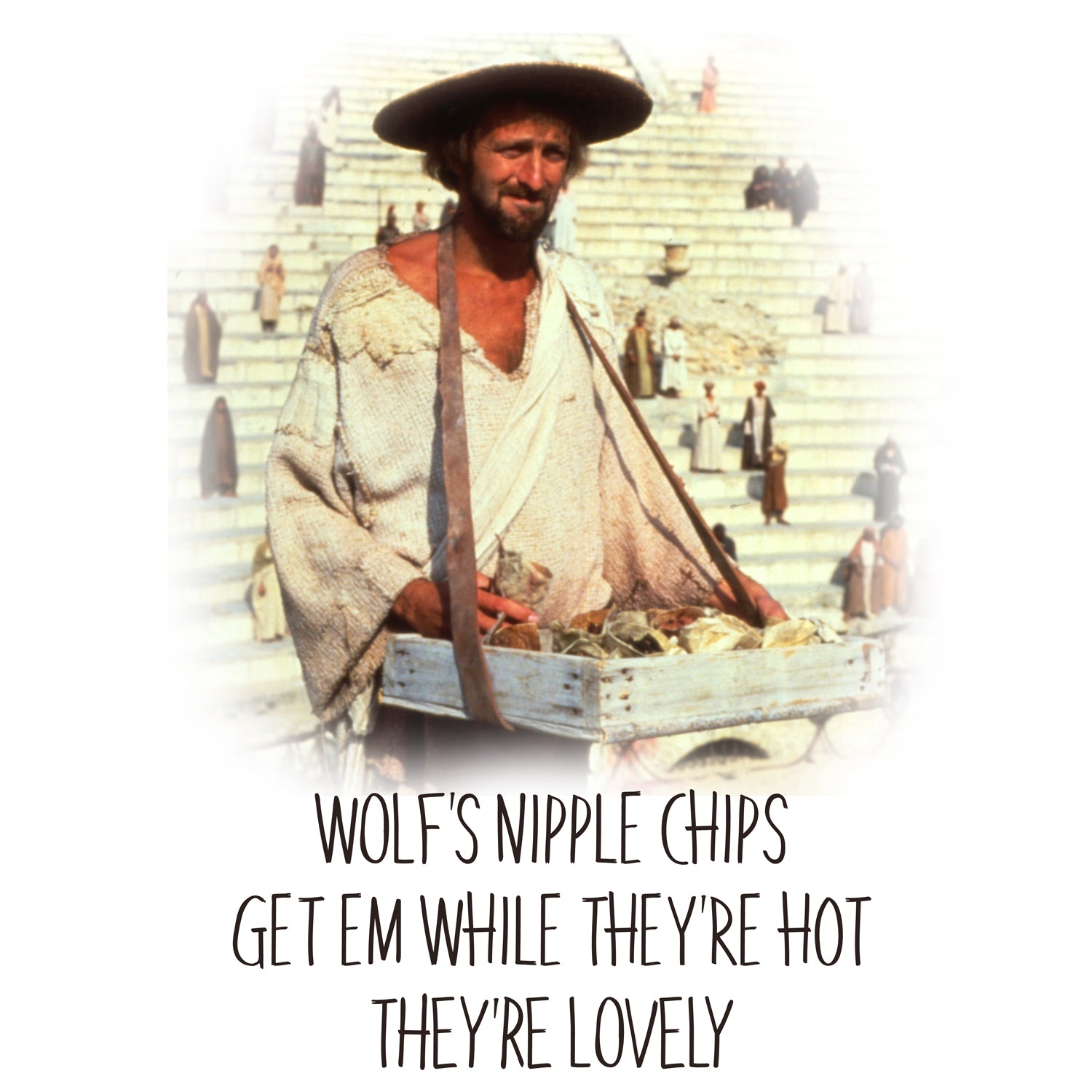 Monty Python - Life Of Brian 'Wolf Nipple Chips' Tee