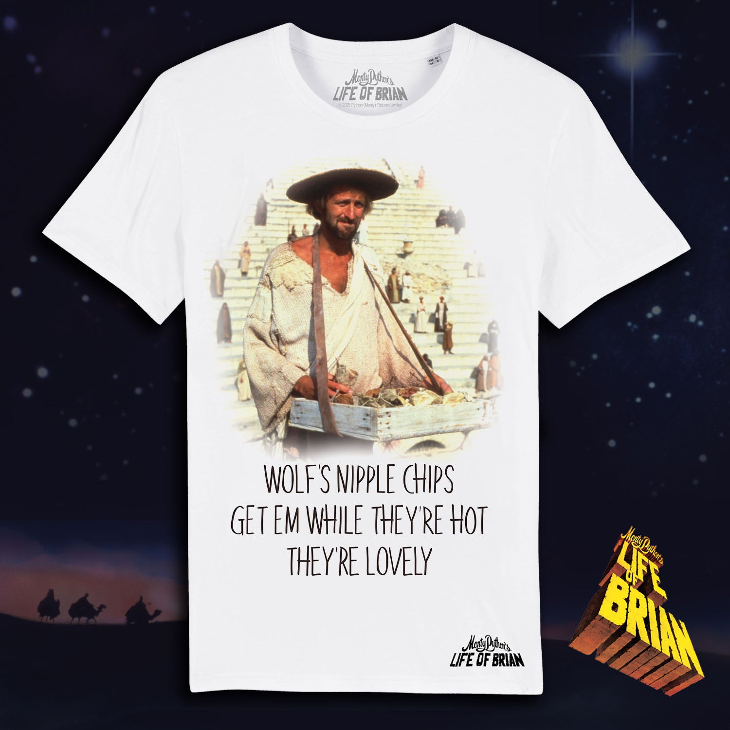 Monty Python - Life Of Brian 'Wolf Nipple Chips' Tee